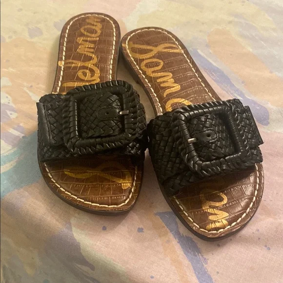 Sam Edelman Black Woven Slide Sandals - Picture 1 of 3